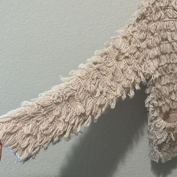 ASTR THE LABEL Loop Knit Shaggy Wool Blend Sweater Jacket, Light Pink, Size M - Picture 5 of 9